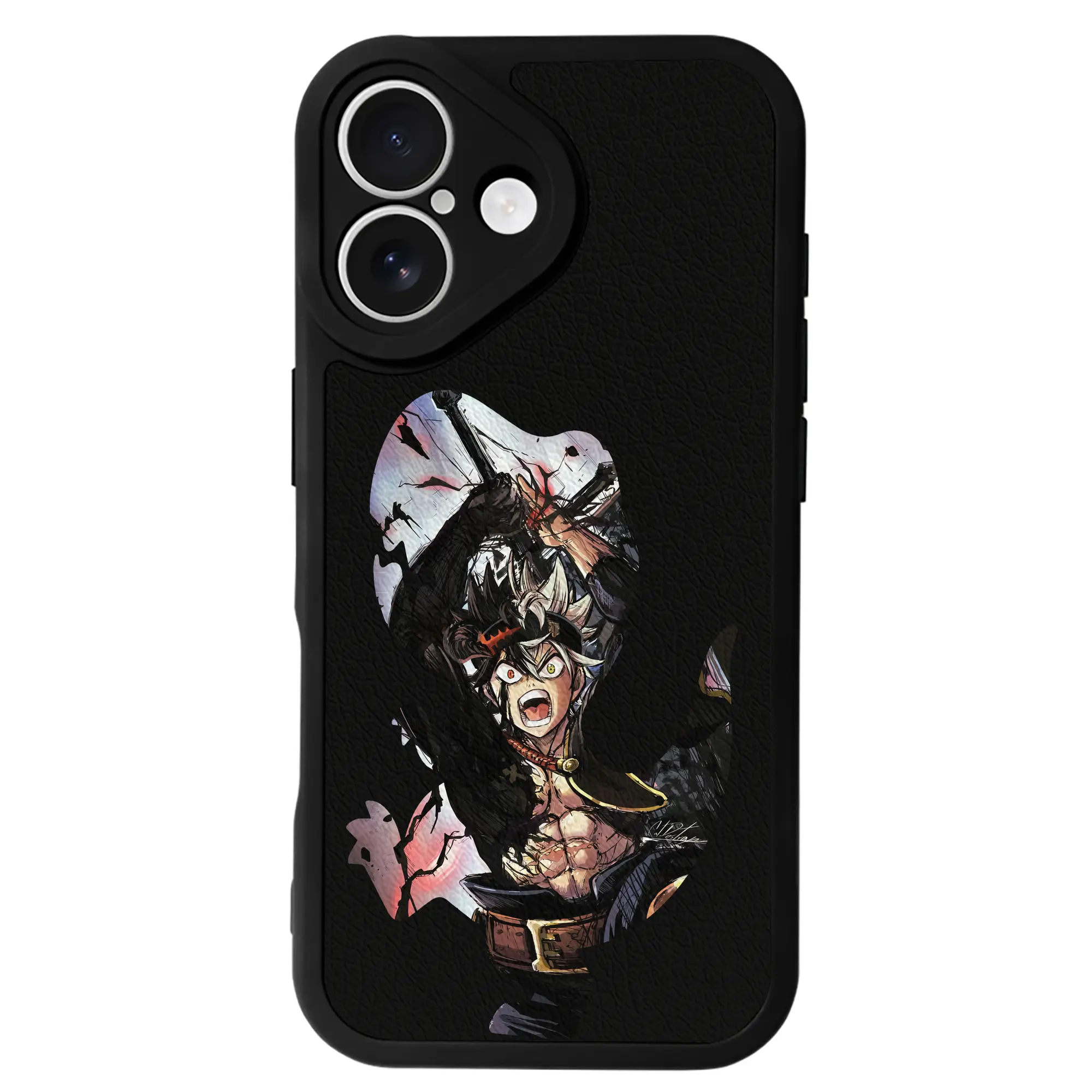 ブラッククローバー グッズ アスタ - IPhone 16シリーズ対応 ・ シリコンスマホケース ・ レザー調 ・ 高精度フィット ・ 耐衝撃 ・ ワイヤレス充電対応 ・ 精密カット